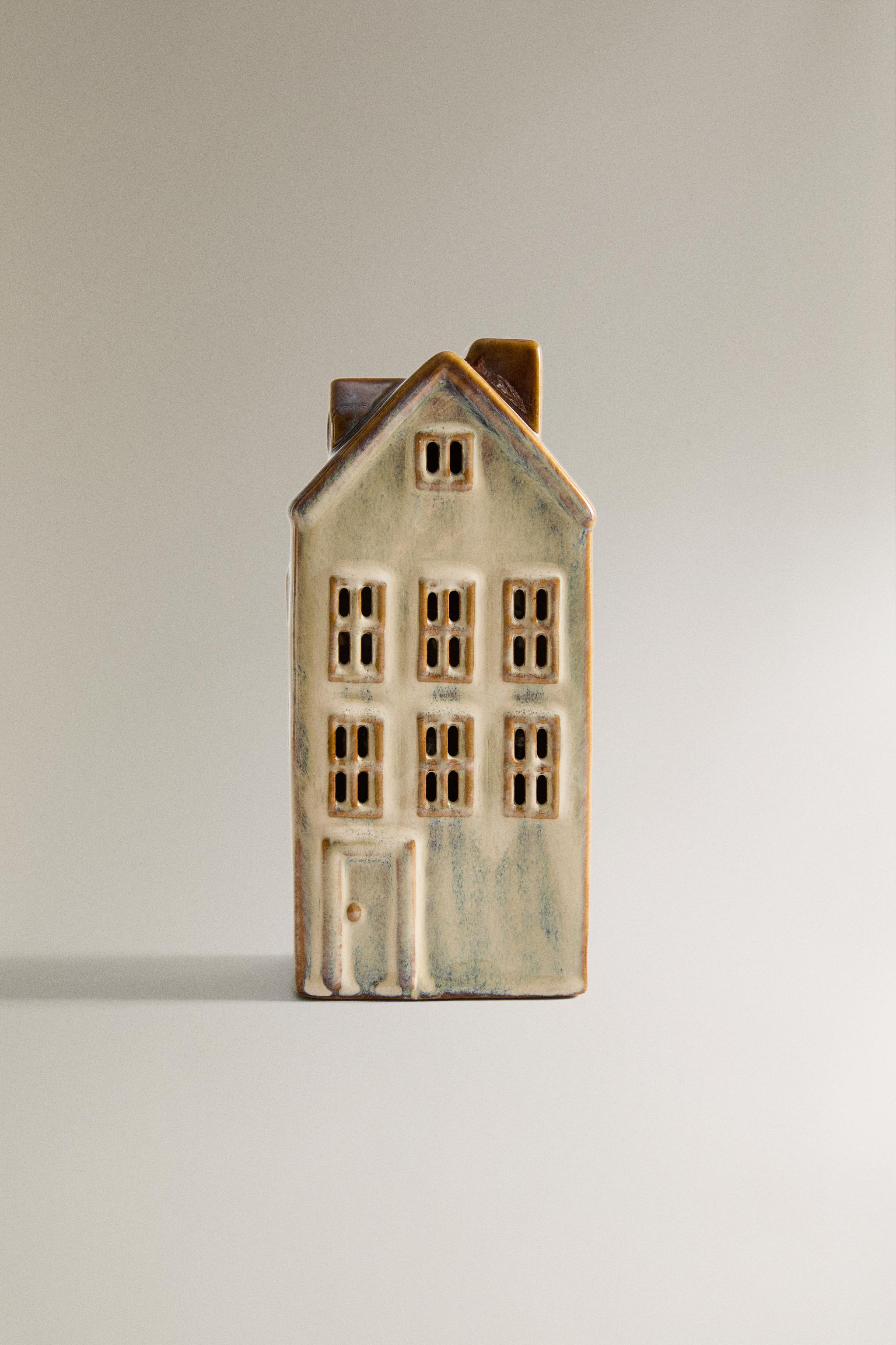 LIGHT-UP PORCELAIN HOUSE CHRISTMAS ORNAMENT